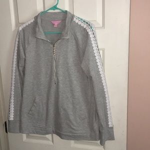 Grey popover with lace